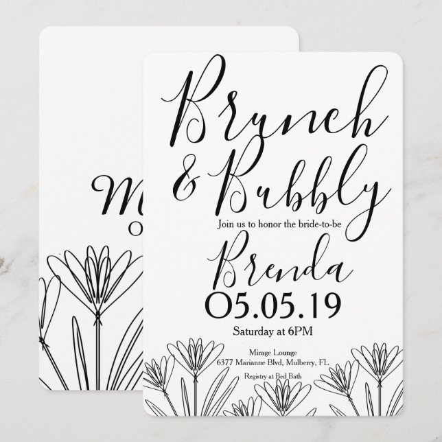 Minimalistische Flora Botany Blume Art Wedding Einladung (Vorne/Hinten)