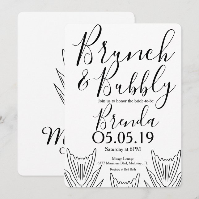 Minimalistische Flora Botany Blume Art Wedding Einladung (Vorne/Hinten)
