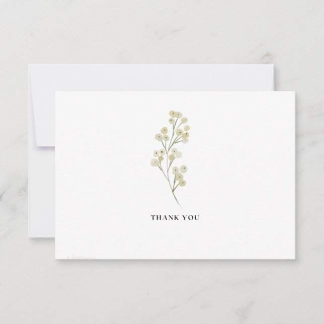 Minimalistische floral Dankeschön Karte (Vorderseite)