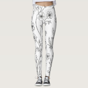 Minimalistische Floral-Linien nahtloses Muster (7) Leggings