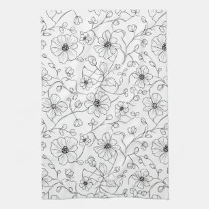Minimalistische Floral nahtlose Linienmuster (1) Geschirrtuch