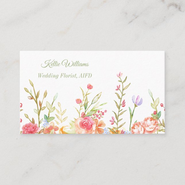 Minimalistische florale Border Business Card Visitenkarte (Vorderseite)