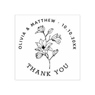Minimalistische florale Elegant Wedding Vielen Dan Gummistempel