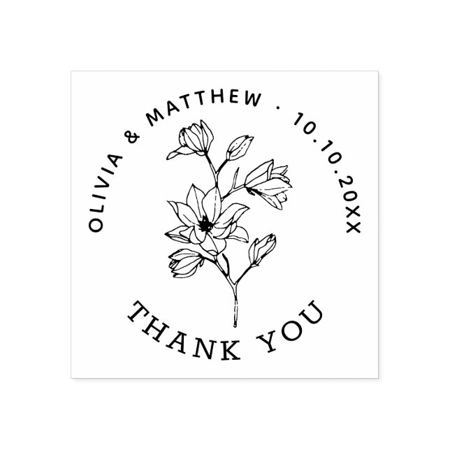 Minimalistische florale Elegant Wedding Vielen Dan Gummistempel (Prägung)