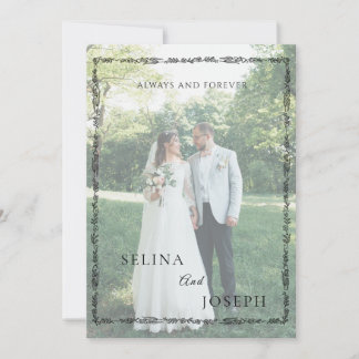 Minimalistische Florale Elegante Foto Hochzeit Einladung