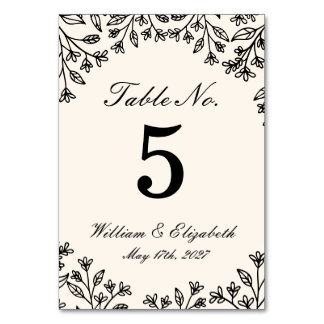 Minimalistische Florale Elfenbein-Hochzeitstisch-N Tischnummer
