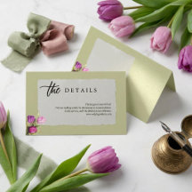 Minimalistische florale hellgrüne Hochzeitsdetails