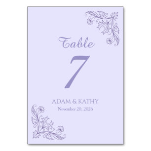 Minimalistische Florale Lavendel Hochzeit Tischnum Tischnummer