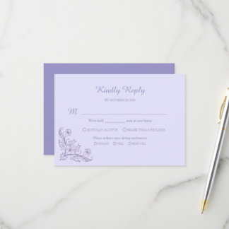 Minimalistische Florale Lavendel-Hochzeits-RSVP-Ka RSVP Karte