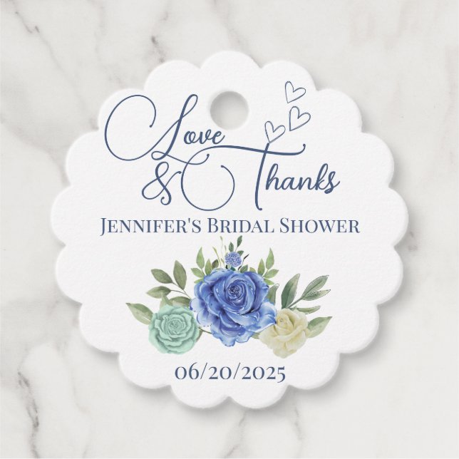 Minimalistische florale Liebe und dank Bridal Geschenkanhänger (Vorderseite)