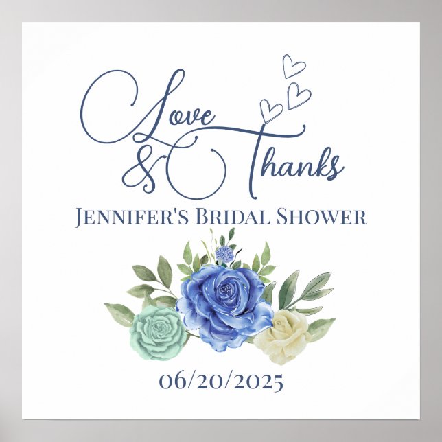 Minimalistische florale Liebe und dank Bridal Poster (Vorne)