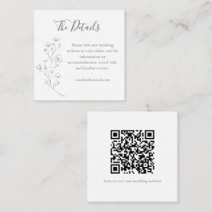 Minimalistische florale Line-Art-Hochzeitsdetails- Begleitkarte