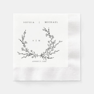 Minimalistische Florale Line Art Hochzeitsserviett Serviette