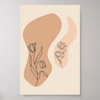 Minimalistische Florale Linienkunst Abstract Boho Poster