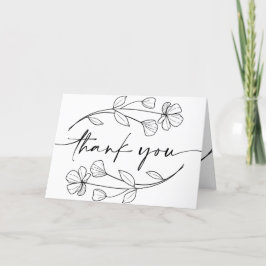 Minimalistische florale Whimsikale Hochzeit Dankeskarte