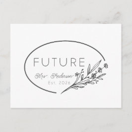 Minimalistische Florale Zukunft Frau Est 2026 Hoch Ankündigungspostkarte