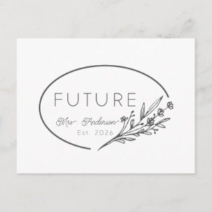 Minimalistische Florale Zukunft Frau Est 2026 Hoch Ankündigungspostkarte