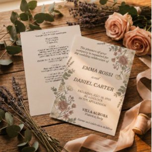 Minimalistische Floreal-Cream-Hochzeit Alles in Ei Einladung