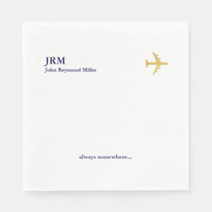 Minimalistische Flugzeug Fluglinie Party Weiß Serviette