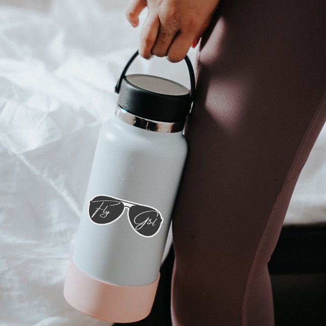 Minimalistische Fly Girl Typografie, Aviator-Sonne Aufkleber (Von Creator hochgeladen)