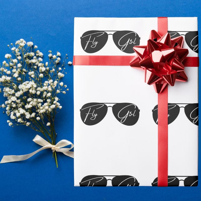 Minimalistische Fly Girl Typografie, Aviator-Sonne Geschenkpapier (Von Creator hochgeladen)