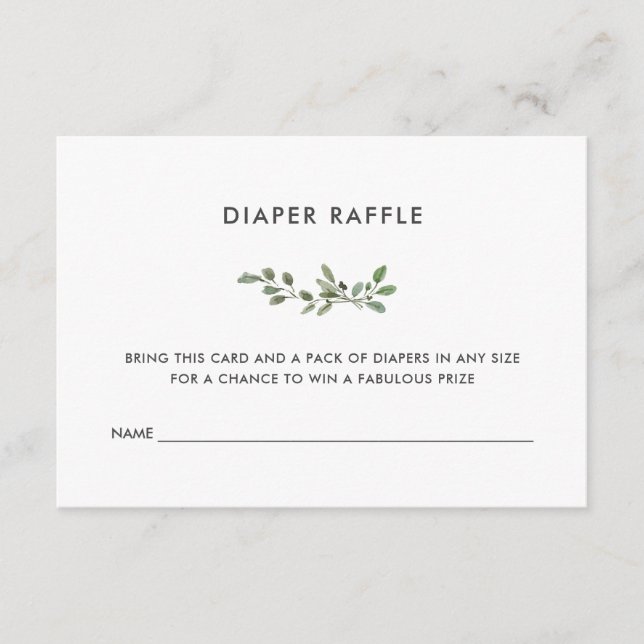 Minimalistische Foliage | Babydusche-Windeln Begleitkarte (Vorderseite)