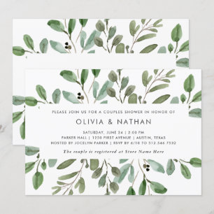 Minimalistische Foliage  Dusche für Paare Einladung