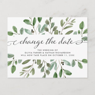 Minimalistische Foliage   Hochzeitwechsel Datum Ankündigungspostkarte