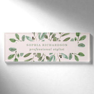 Minimalistische Foliage Rosa Rosa Namenschild