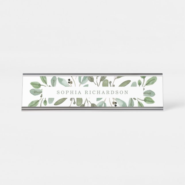 Minimalistische Foliage Schreibtischnamensplakette (Vorderseite )