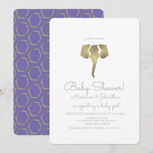 Minimalistische Folie Boho Elefant Baby Shower Einladung