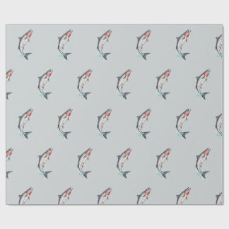 Minimalistische Folk-Art-Lachs-Angel-Verpackungspa Geschenkpapier