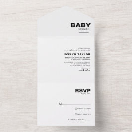 Minimalistische formale Babydusche All In One Einladung