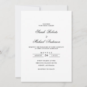 Minimalistische formale Romantische Schwarze Schri Einladung