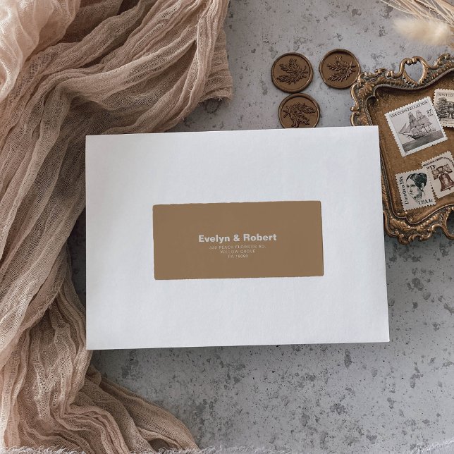 Minimalistische formelle Braun-Hochzeit Adressaufkleber (Von Creator hochgeladen)