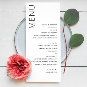 Minimalistische formelle Hochzeit Moderne elegan Menükarte