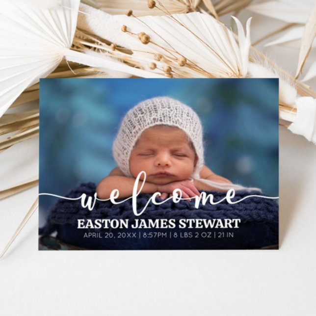 Minimalistische Foto Baby Birth Announccard Ankündigungspostkarte (Von Creator hochgeladen)