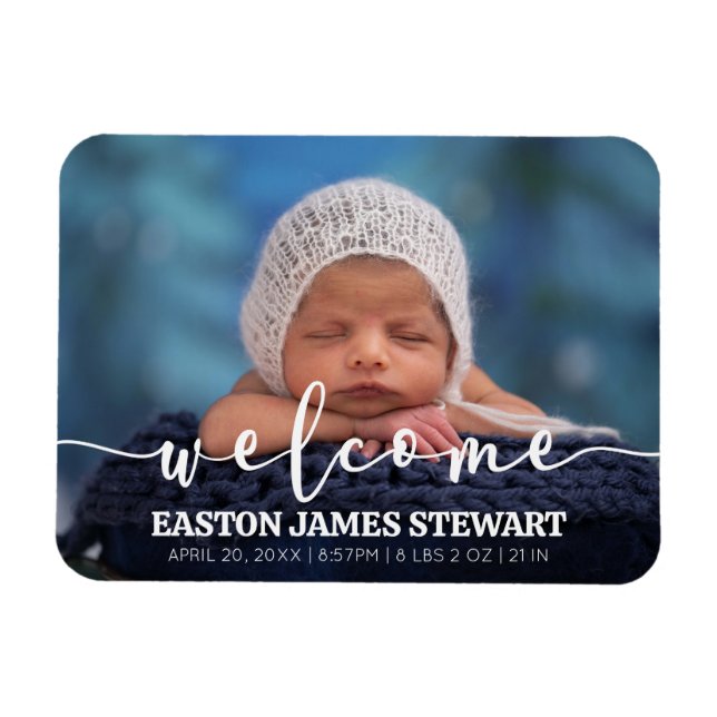 Minimalistische Foto Baby Birth Announccard Magnet (Horizontal)