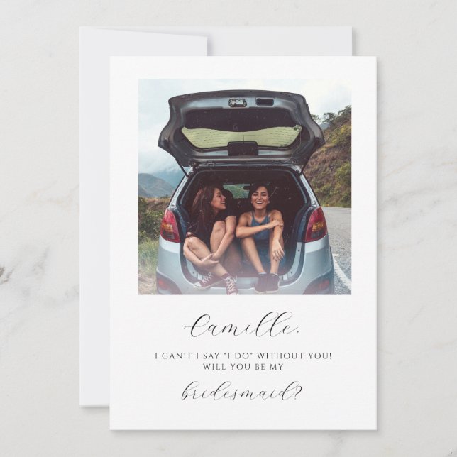 Minimalistische Foto Bridesmaid-Vorschlagskarte Einladung (Vorderseite)