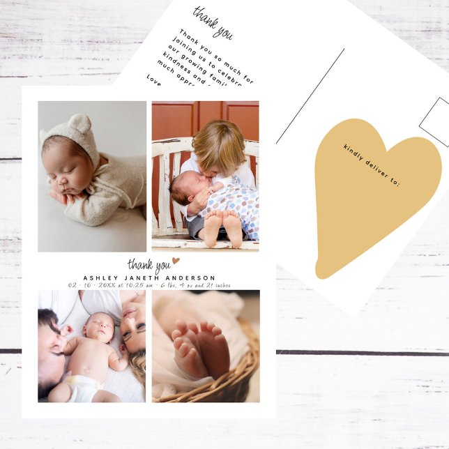 Minimalistische Foto Collage Baby Dusche Vielen Da Postkarte (Von Creator hochgeladen)