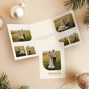 Minimalistische Foto-Collage-Familien-Weihnachten Dreifach Gefaltete Karte