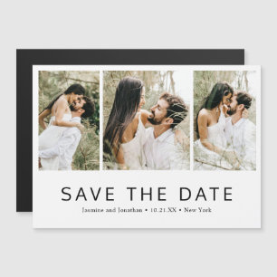 Minimalistische Foto-Collage-Hochzeit Save The Dat Magneteinladung