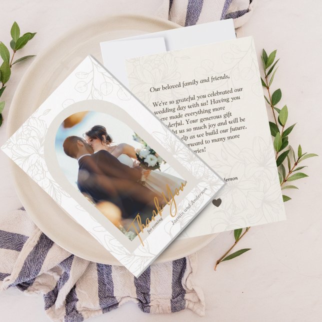 Minimalistische Foto Collage Wedding Dankeschön Ka Dankeskarte (Minimalist Photo Collage Wedding Thank You Card)