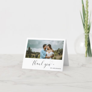 Minimalistische Foto-Hochzeit Elegantes Herz Dankeskarte