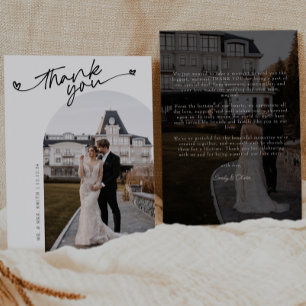 Minimalistische Foto-Hochzeit mit elegantem Script Dankeskarte