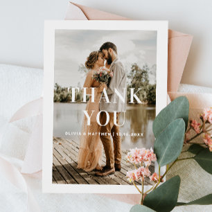 Minimalistische Foto-Hochzeit Saubere einfache T Dankeskarte