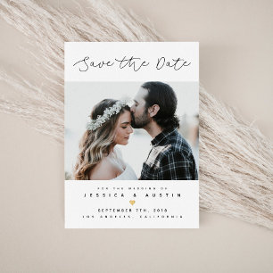 Minimalistische Foto-Save-the-Date-Karte   Schwarz Save The Date