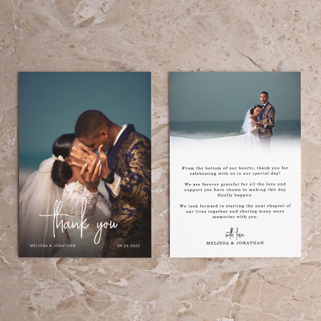 Minimalistische Foto-Script-Hochzeit Dankeskarte (Von Creator hochgeladen)