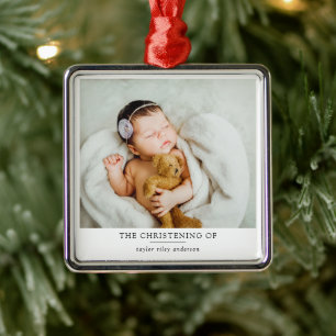 Minimalistische Foto-Taufe  Ornament Aus Metall