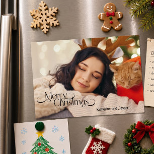 Minimalistische Foto-Weihnachtskarte Andenken Magn Magneteinladung